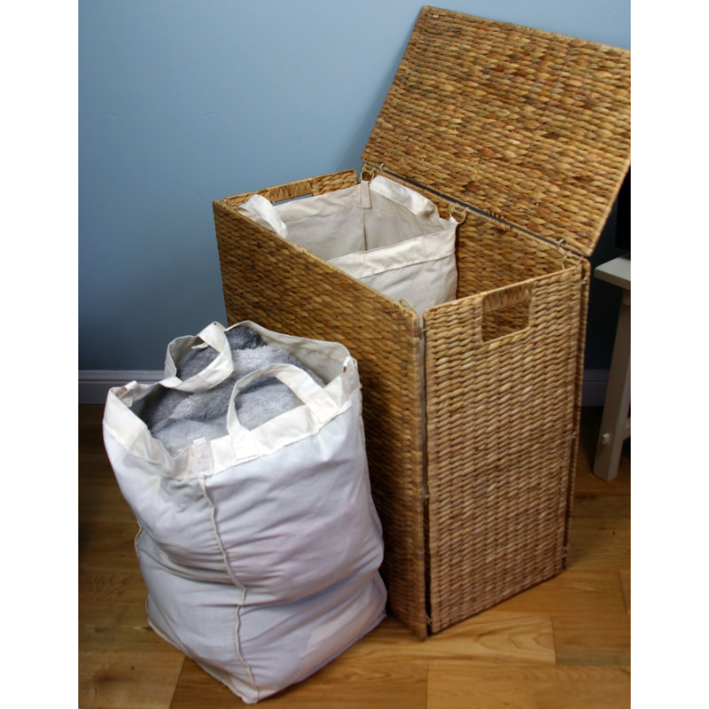 Bayou Breeze Wicker DoubleSided Laundry Clothes Hamper Basket Seagrass